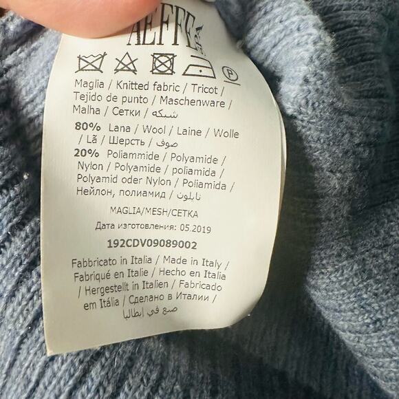 Cedric Charlier Blue Ombré Wool Button Styled Turtleneck Sweater size 4 - Picture 8 of 10